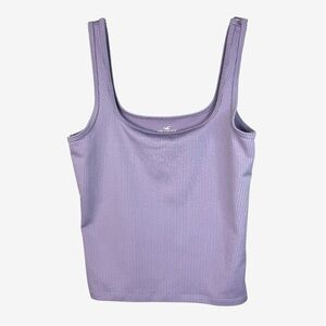 Hollister Purple Ribbed Tank Top Women’s Size Medium Square Neck Cropped Long